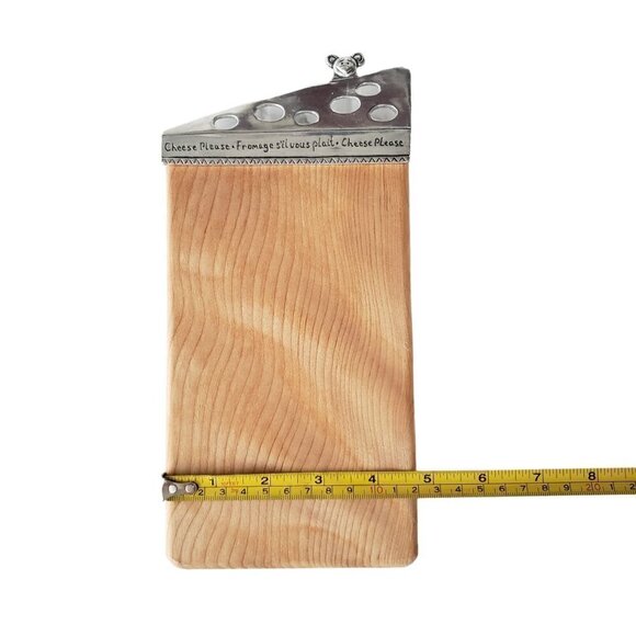 Thick Wood Mini Cheese Cutting Board or Serving Tray With Pewter Mouse - Picture 8 of 9